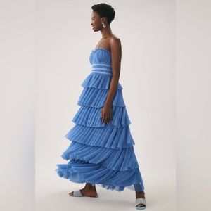 ANTHROPOLOGIE Hutch Strapless Tiered Tulle Dress